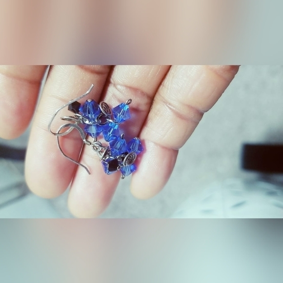 925 Silver Colbat Blue Beads Dropping Earrings. Sterling silver 🌴 - Picture 5 of 9